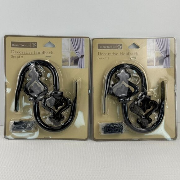 HomeTrends Other - HomeTrends Decorative Harp Holdbacks 2 Sets Of 2 Rustic Bronze Curtain Tiebacks